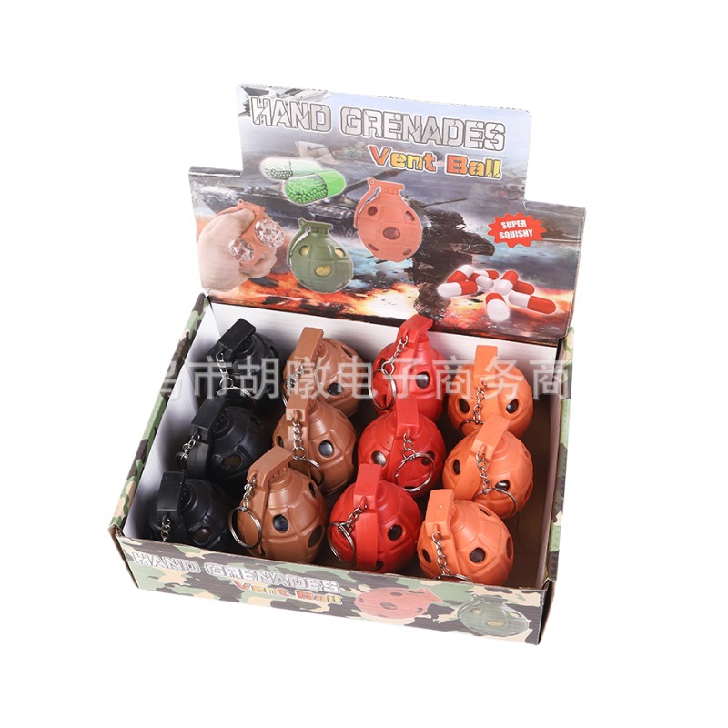 Cross-border best-selling hole ball release simulation grenade toy, cute weapon, TPR soft rubber adult throwing toy Item Picture