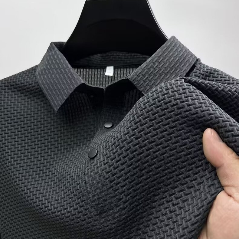 冰丝T恤男士夏季商务高级感纯色便宜上衣网眼布短袖衬衫跨境批发