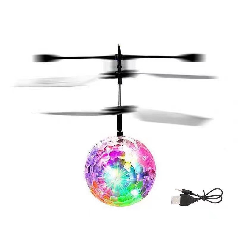Wholesale of remote-controlled intelligent sensing crystal ball seven-color flashing flight charging aircraft details Picture