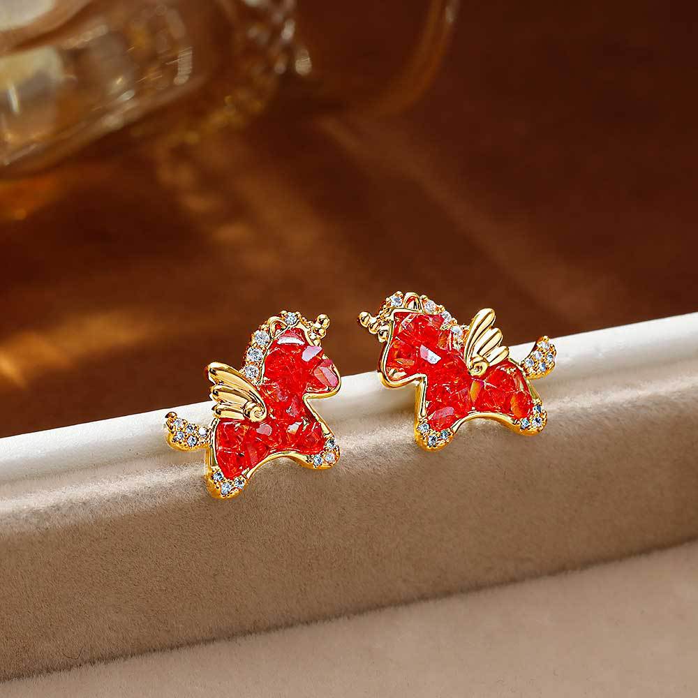 Hyacinth Will Soon have Money 2026 Live-streaming bestsellers: Stud earrings, women's fashion, light luxury, super sparkling crystal earrings, niche design sense earrings details Picture
