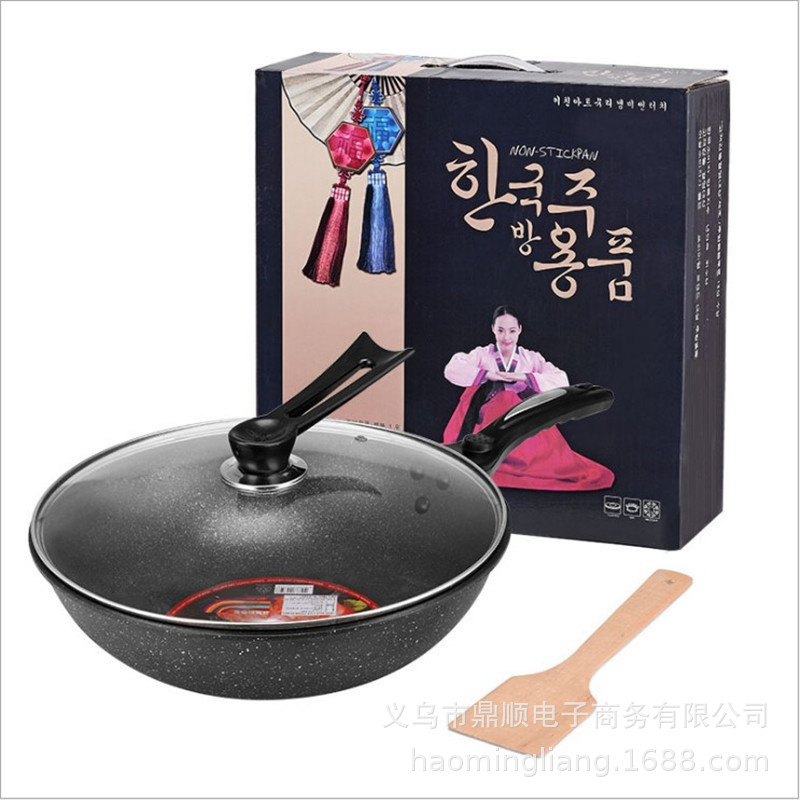 生铁锅/炒锅炒菜锅/锅具/钛合金炒锅/厨具珐琅锅产品图