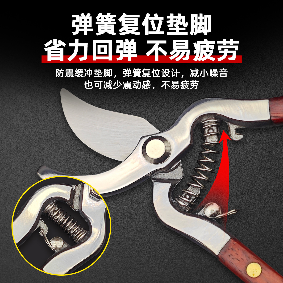 Wholesale fruit branch pruners, elbow pruners, thick branch pruners, garden pruners, orchard and forest branch shears, and wood handle pruning shears in stock details Picture