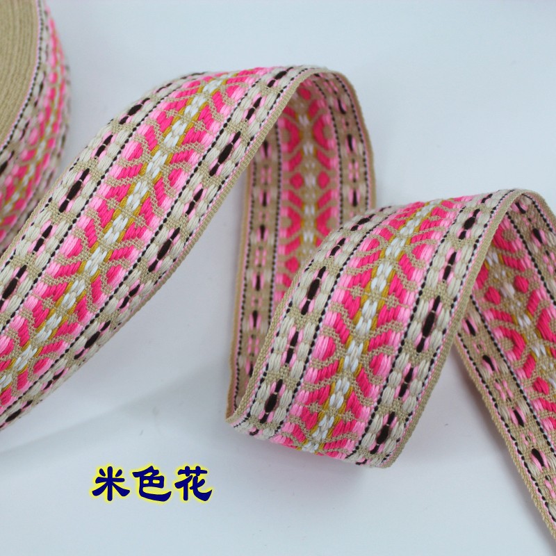 Al por mayor 50mm ancho color poliéster algodón poliéster estilo étnico jacquard correas equipaje y bolsos ropa zapatos y sombreros decoración hecho a mano DIY Specification image
