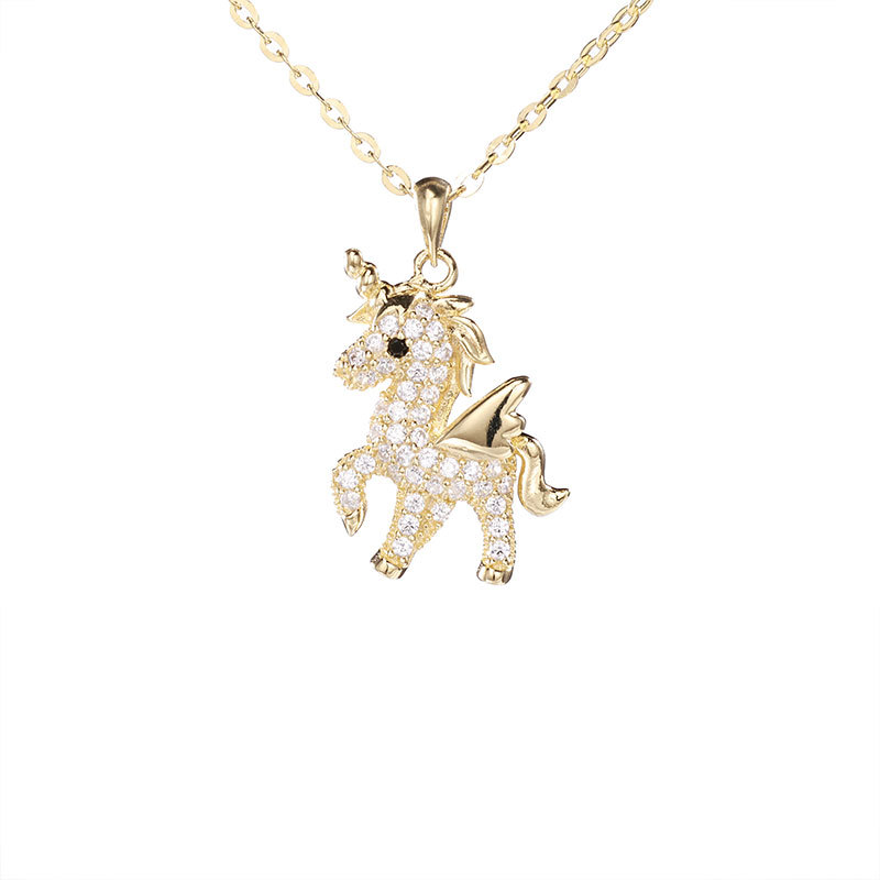Zhuoheng Select Pure Silver Jewelry - Deer with You 925 Silver Necklace, Starry Sky Unicorn Pendant Necklace, Unrestrained Imagination Application Scenario