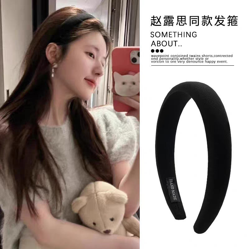 The 2025 new style of Liu Yifei's high top satin sponge hairband, high top black hairpin headband for women