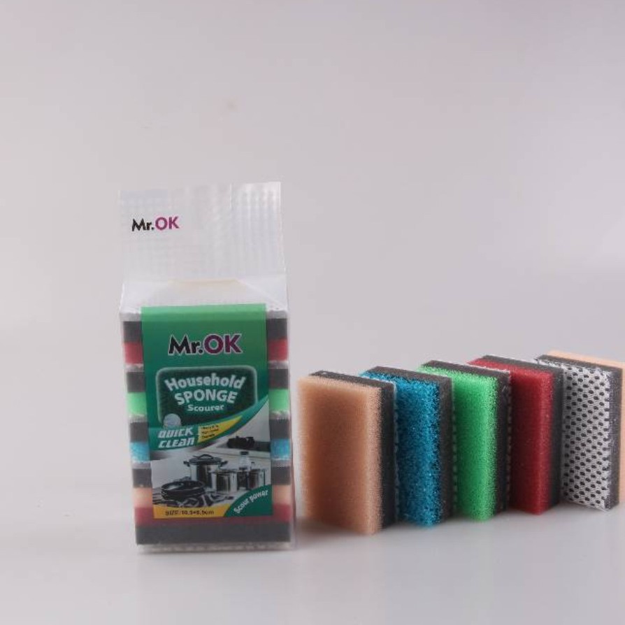 Mr.OK factory direct supply sponge scouring pads, double-sided cleaning sponges, kitchen cleaning sponges, dishwashing sponges, pot scrubbing sponges details Picture