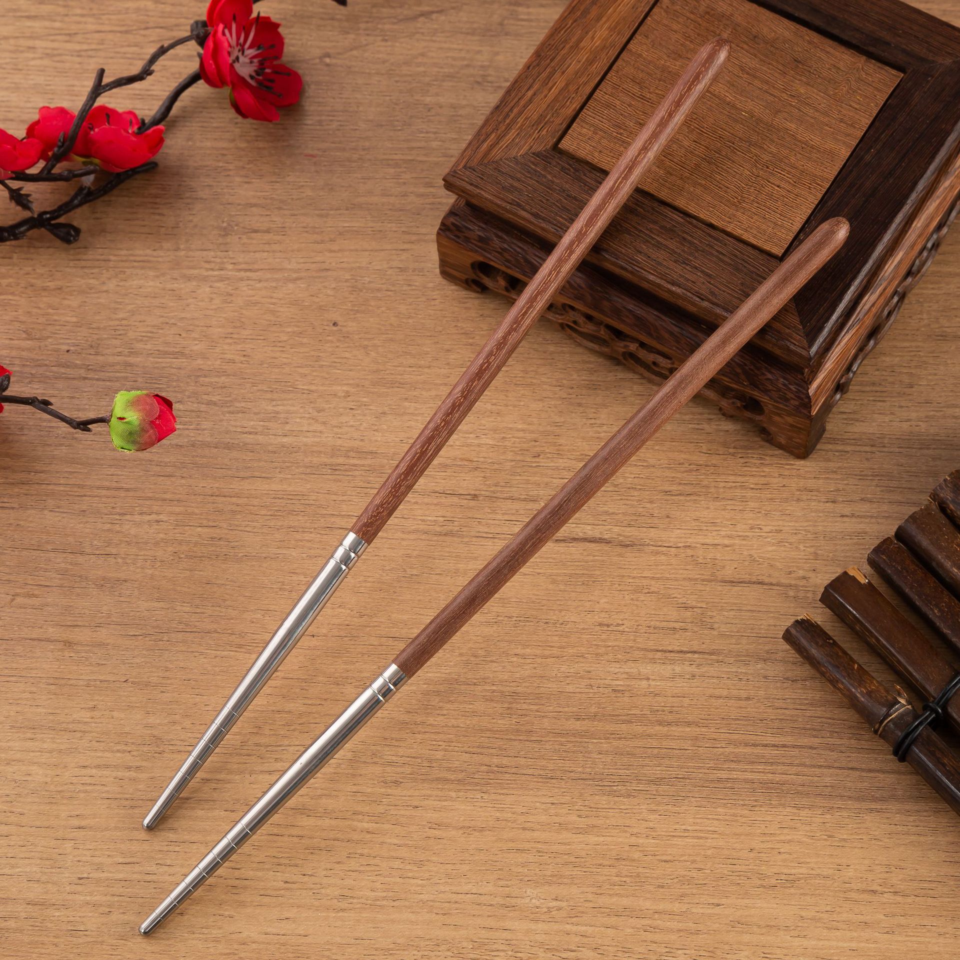 木筷子，木筷，家用筷子，家用木筷，单身筷，单身筷子，金属筷子产品图