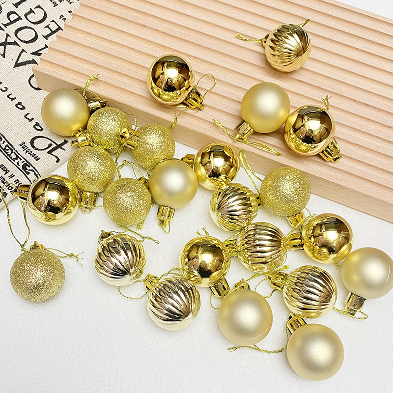 New Christmas style, 24 electroplated plastic balls, classic Christmas ball pendant, Christmas tree hanging decoration set Specification image