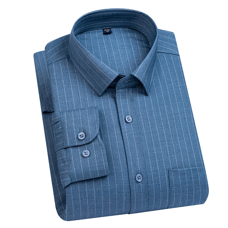 加厚男士羊毛内胆衬衫新款秋冬季轻奢商务男装特大码保暖长袖衬衣白底实物图