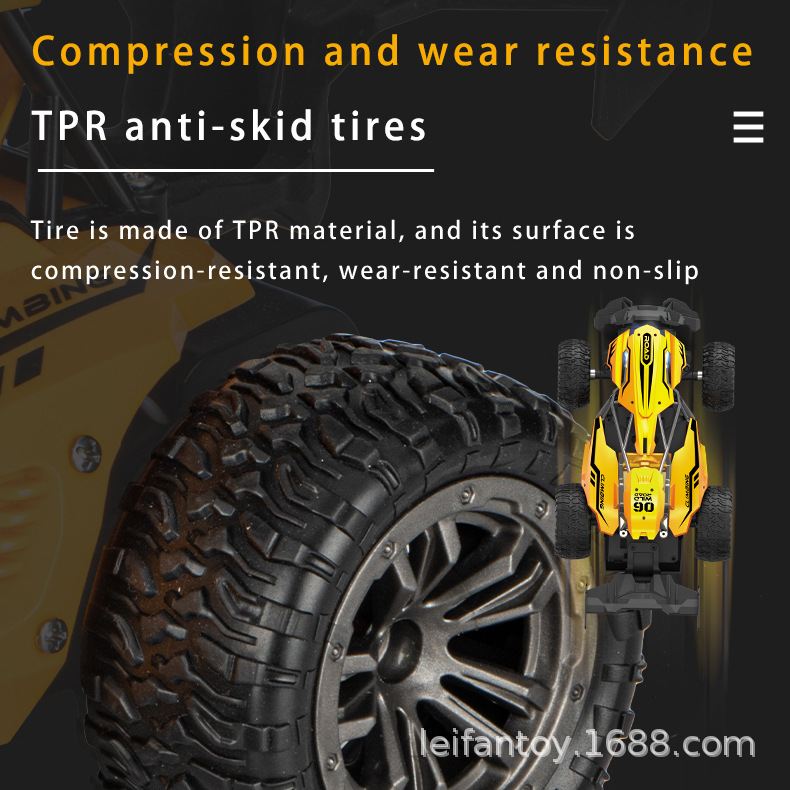 New 2.4G four-way high-speed climbing remote control car, rechargeable, cool lighting, anti-collision, children's and boys' toy gift Specification image