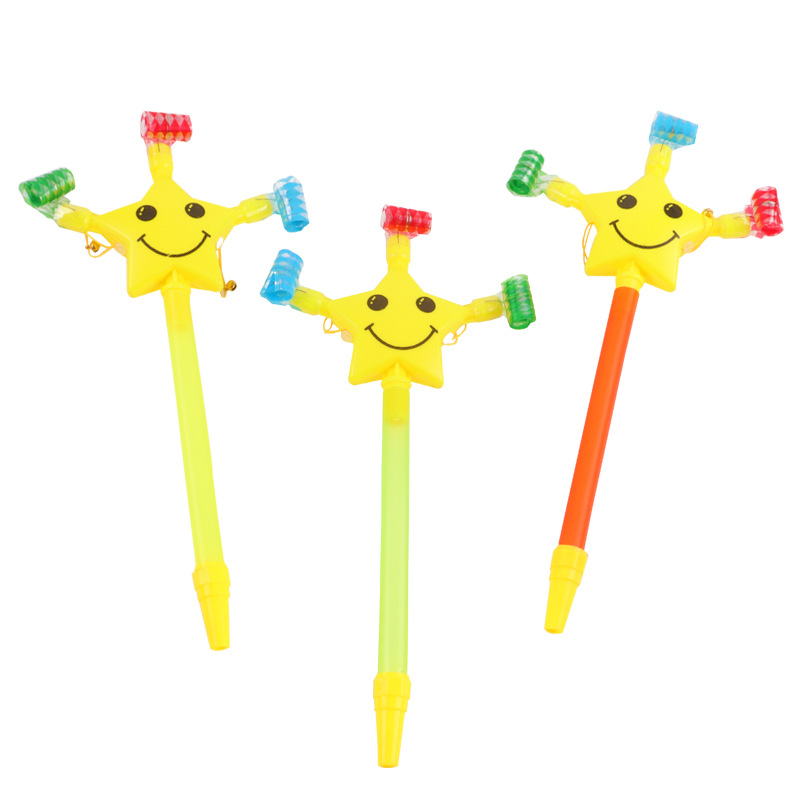 Wholesale of large five-pointed star blowing dragon whistle with bell, long pole whistle for children's house play, retractable roll whistle horn Item Picture