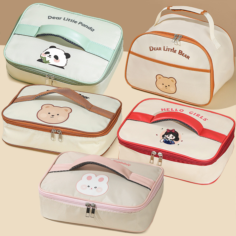 Cartoon hand-held portable cold and heat preservation bag, thickened aluminum foil student lunch box bag, camping meal bento bag