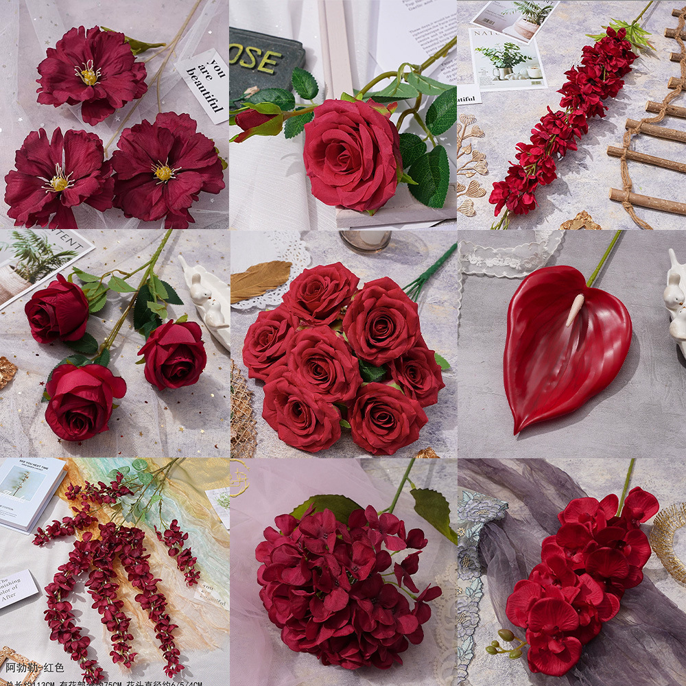 仿真花DIY发饰配件/假花/5朵塑膠花/仿真花/假花批发细节图