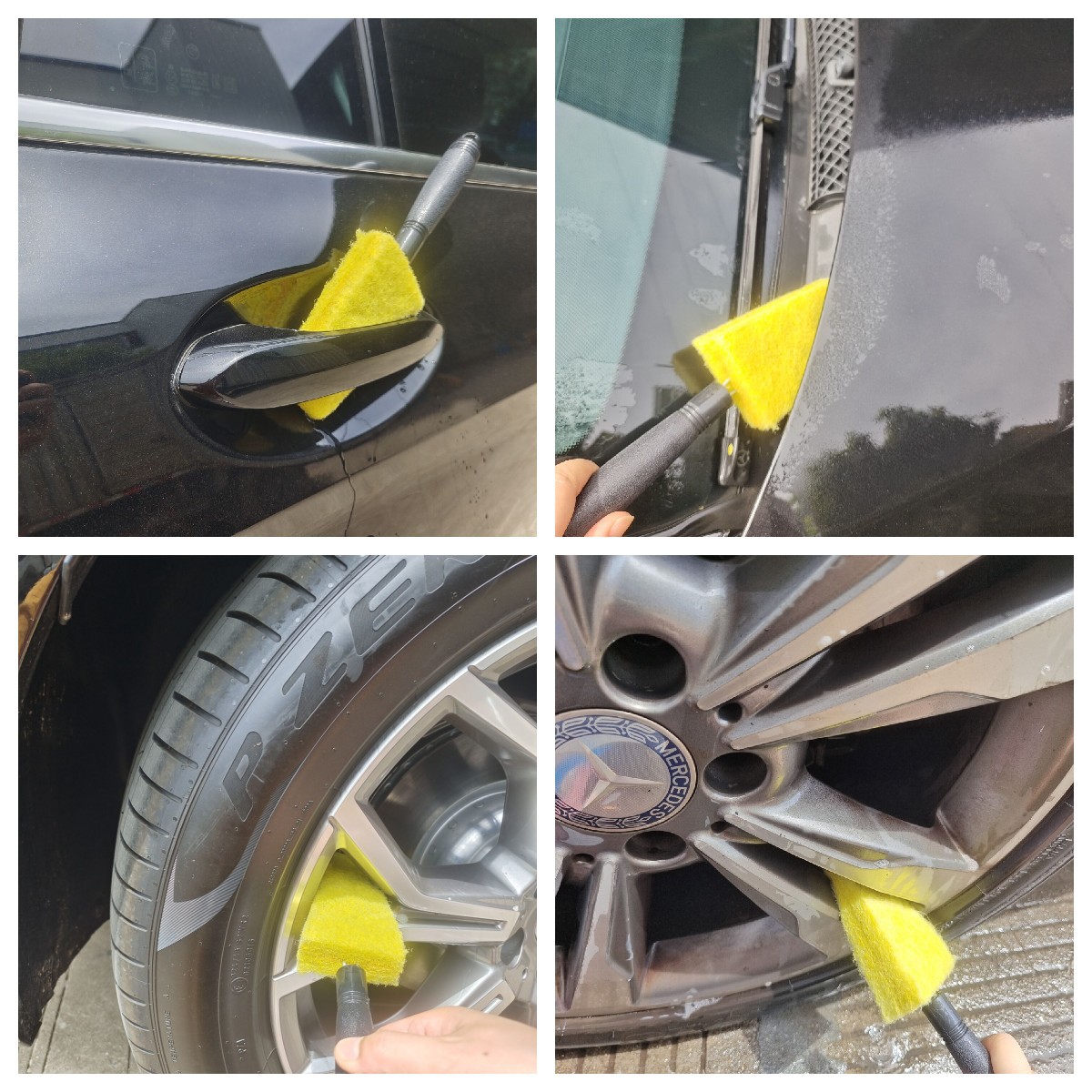 实力厂家蜂窝型海绵刷汽车轮骨缝隙清洁刷百洁布款清洁清理工具                               细节图