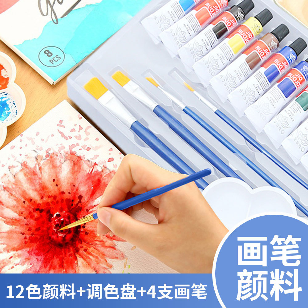 Cross-border Amazon 12-color washed watercolor gouache glass acrylic oil painting textile set Art transparent paint Cross-border Amazon 12-color washed watercolor gouache glass acrylic oil painting textile set Art transparent paint