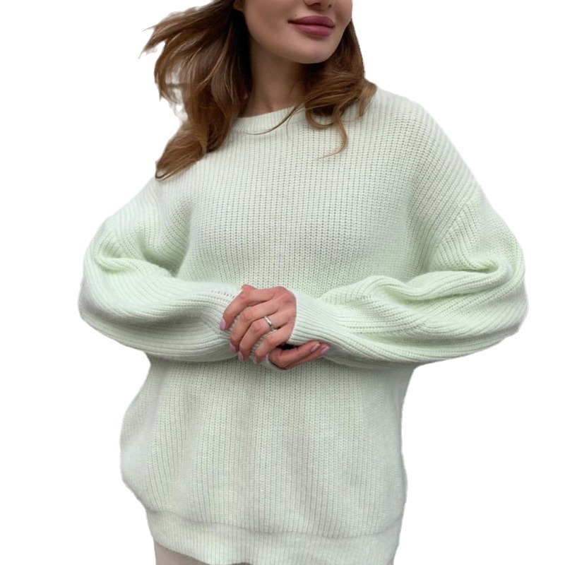 In autumn and winter, the European and American InS-style mink imitation sweater is a laid-back style for women. The loose and super soft knitted top is versatile for women Item Picture