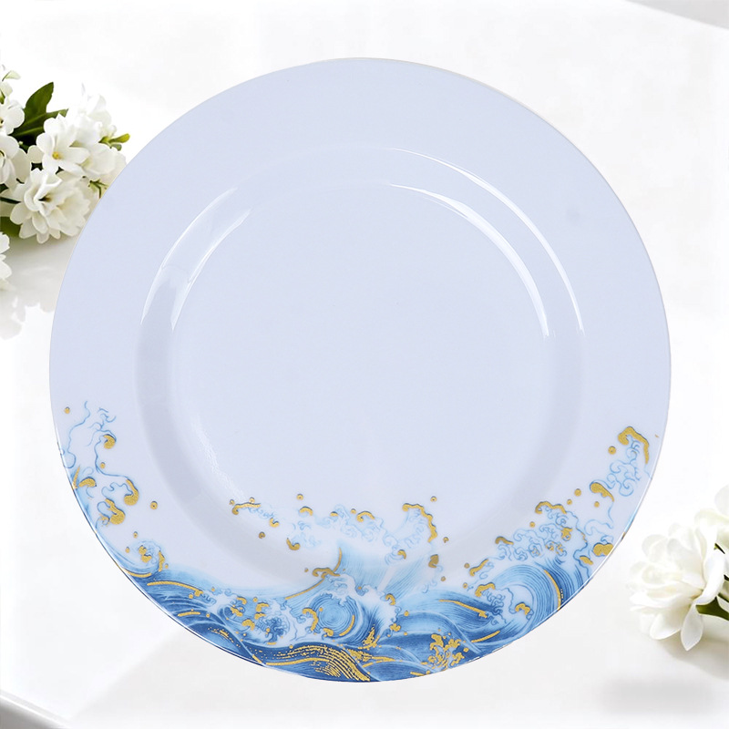 Wholesale of melamine tableware by Jinhailang in foreign trade: bowls, plates, spoons, cups, hot pot vegetable plates, self-service round plates, stir-fried rice plates Application Scenario