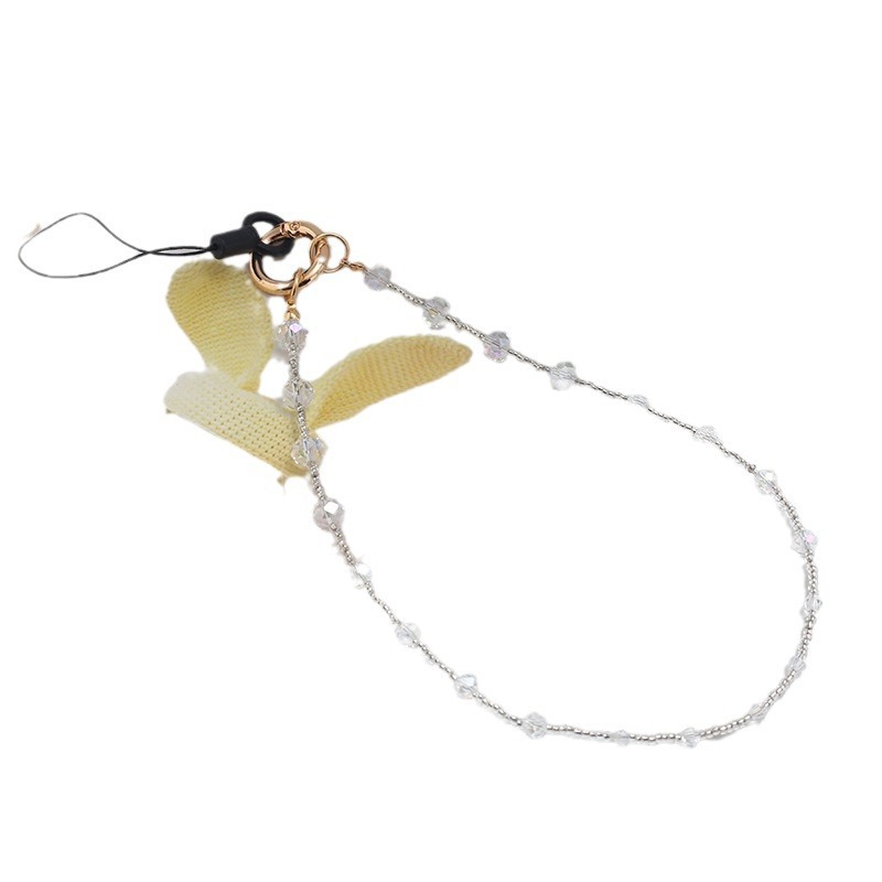 Wholesale of new fashionable beaded crystal rice beads for mobile phone chains, phone cases, alloy buckles, lanyards, pendants and anti-loss wrist straps Item Picture