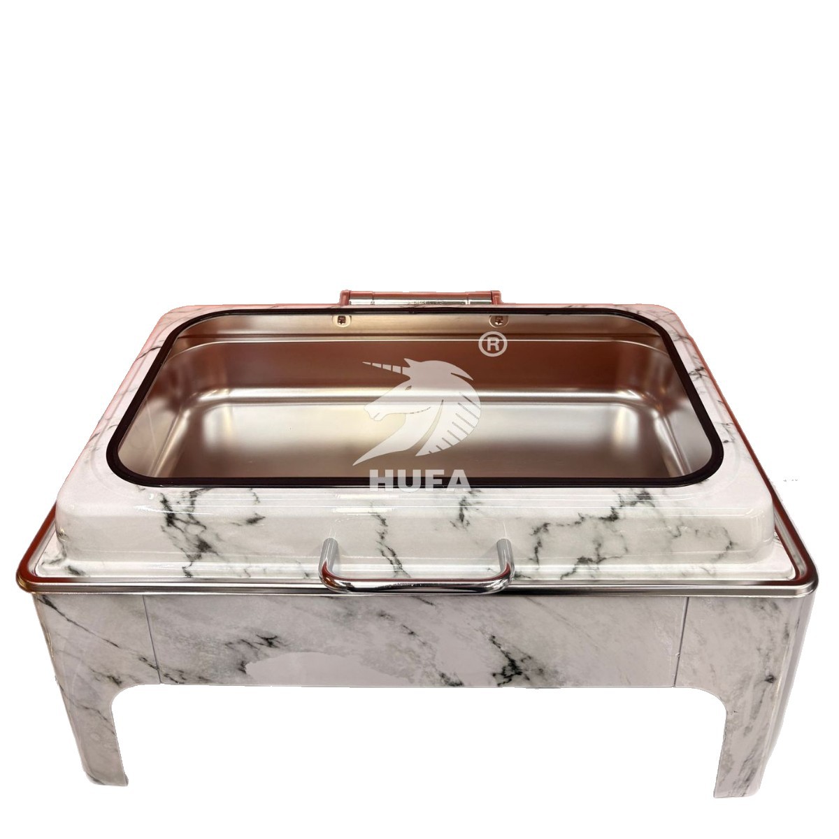 跨境自助餐炉不锈钢长方形翻盖保温炉大透视酒店餐厅布菲炉家用