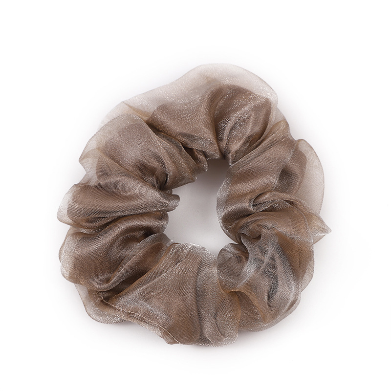 Spring and summer faux silk sweet and elegant large intestine hair band, retro solid color large intestine hair band, ponytail, bun hairstyle, elastic hair Item Picture