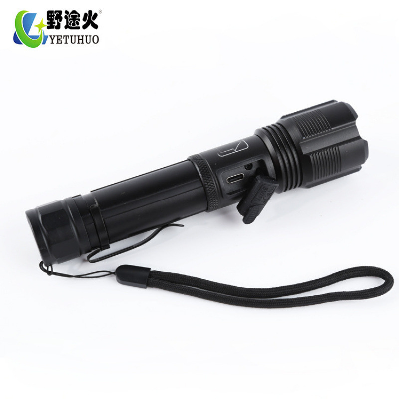 Cross-Border New Pen Clip Battery Level Display Type-C Charging Outdoor Strong Light Zoom Xhp50 Long-Range Usb Portable Flashlight details Picture