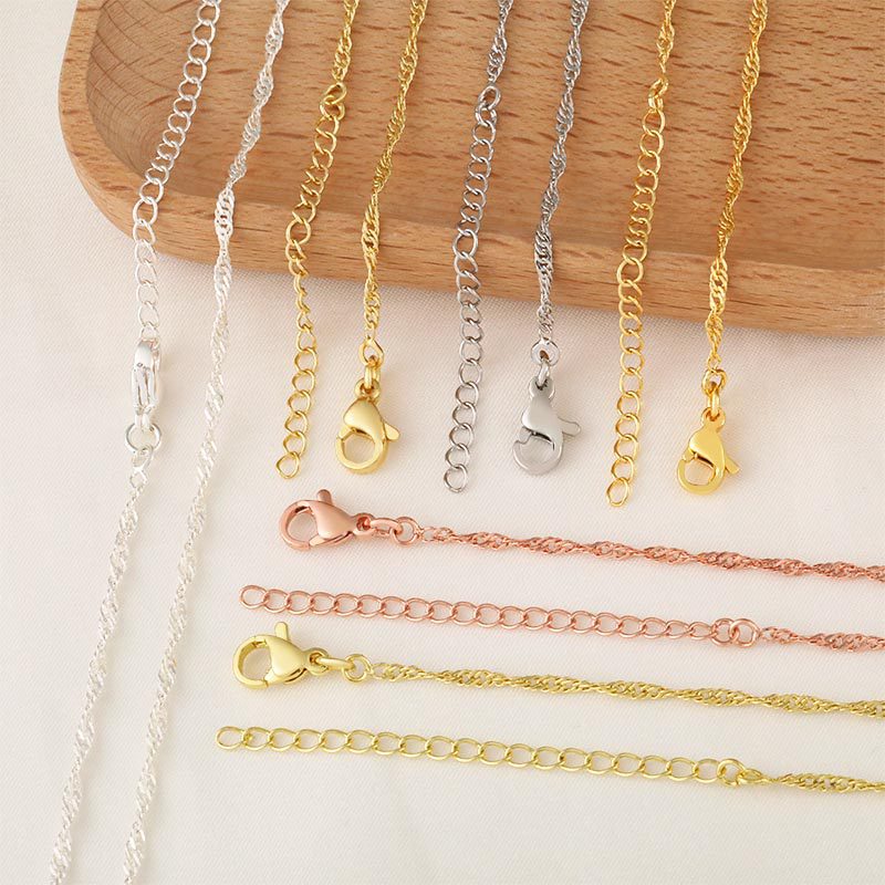 Honglu copper-plated 18K gold non-fading and color-preserving single water ripple chain high-end collarbone chain necklace wholesale details Picture