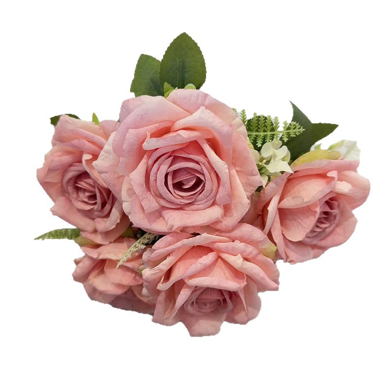 4公分玫瑰花头/玫瑰/花杆/竹木/电镀玫瑰花白底实物图