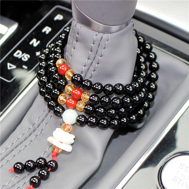 汽车用品 车载档位珠 玛瑙挂件 车挂饰 黑玛瑙 红玛瑙女式手串6MM                          