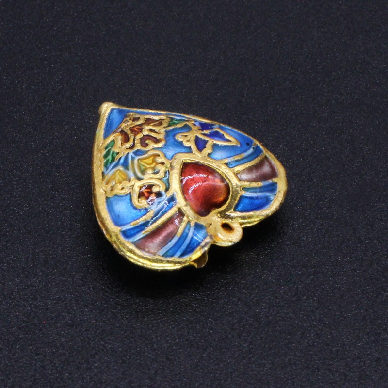 Traditional high-temperature enamel mechanism silver-blue ancient-style DIY jewelry accessory pendant, Thai blue 18*18 with a chicken heart ring details Picture