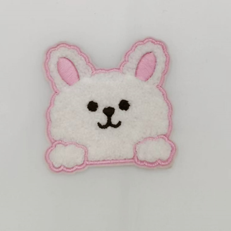 Soft plush computer-embroidered badge gingerbread man towel embroidered large checkered bear rabbit patch Item Picture