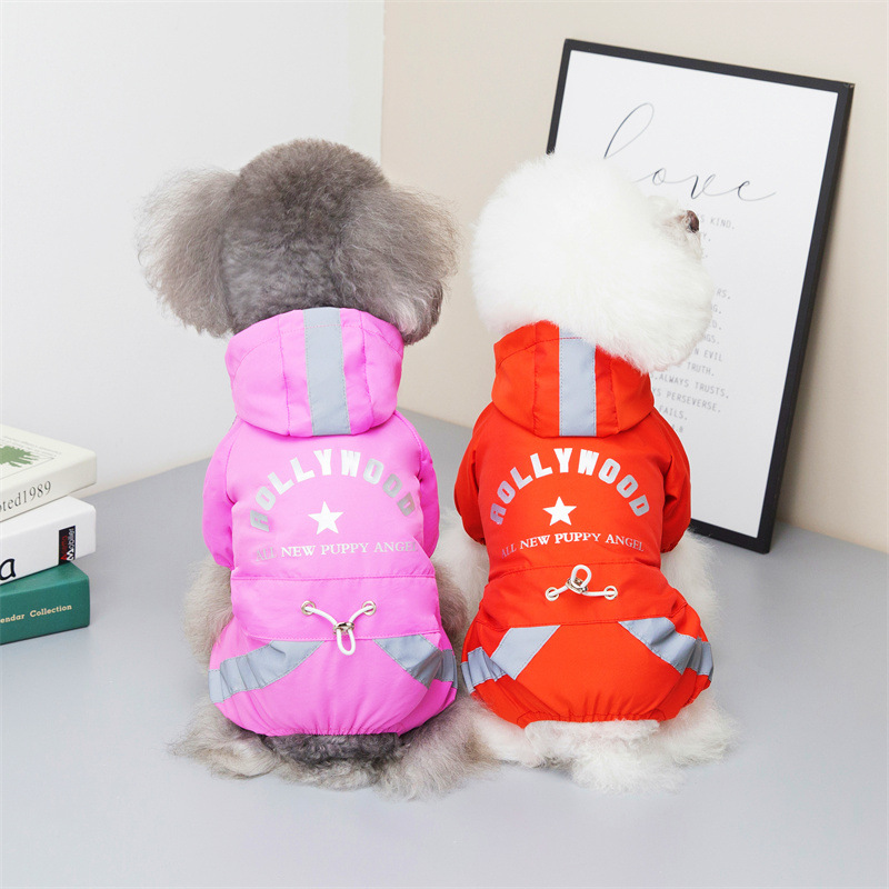 Pet casual raincoat, small and medium-sized Teddy, Bichon, Corgi dog breathable, comfortable, waterproof, reflective four-legged raincoat Specification image