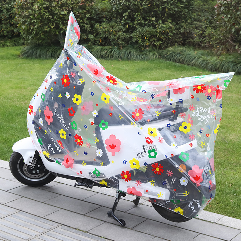 电动车防尘罩透明PEVA防雨车罩  摩托车防尘四季通用卡通防晒车衣细节图