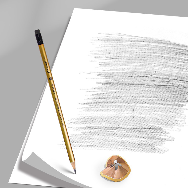 yalong Foreign Trade HB pencils, gold and silver bicolor pens with erasers, children's pencils and student pencils wholesale Specification image