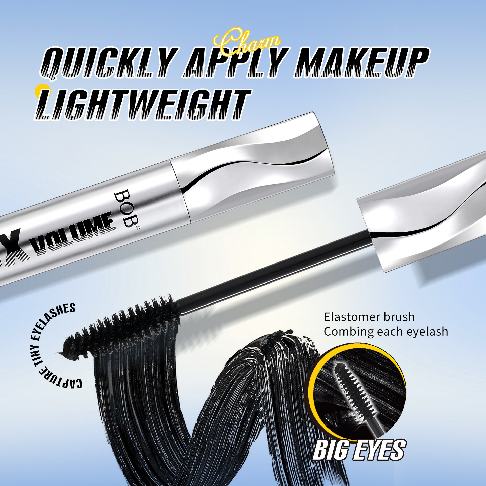 Cross-border bob silver tube mascara is waterproof and does not smudge details Picture
