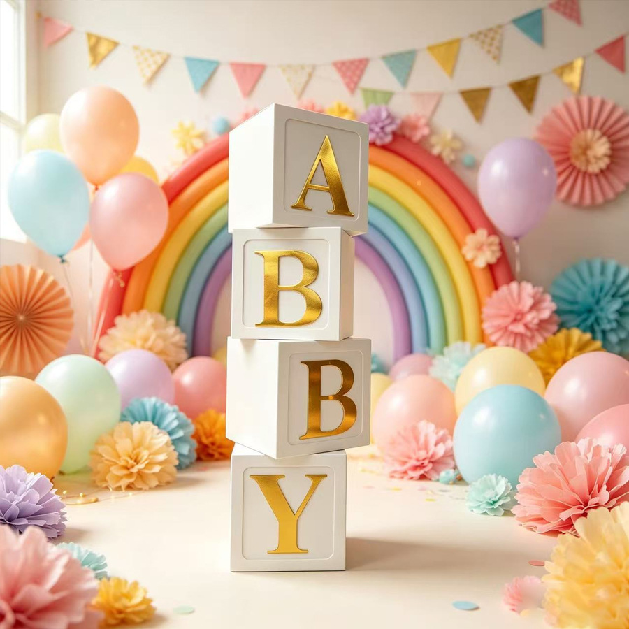 Caja de globos transfronterizos 30cm fondo de decoración de fiesta de cumpleaños BABY big letter convex balloon deco box Application Scenario