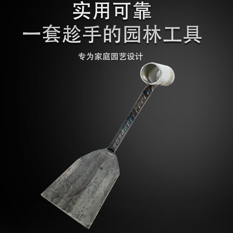 Garden 6-point steel bar shovel, agricultural soil loosening and weeding, grass shovel, wild vegetable digging, flat-head iron shovel, threaded 2-yuan store shovel Specification image