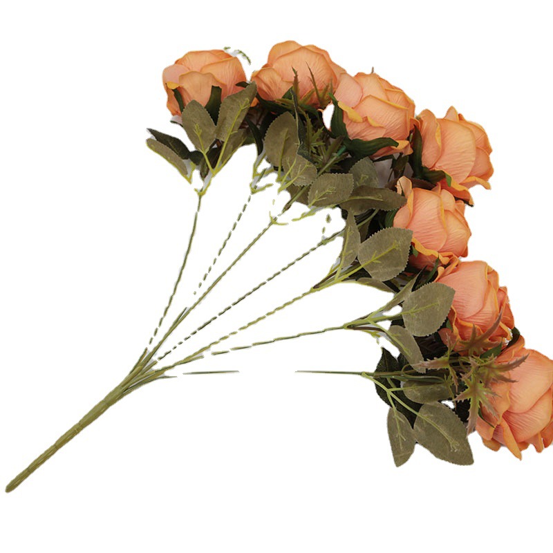 7-head artificial rose, velvet rose bouquet, wedding car flower arrangement, wedding artificial flowers, home silk flowers, artificial flowers wholesale Item Picture