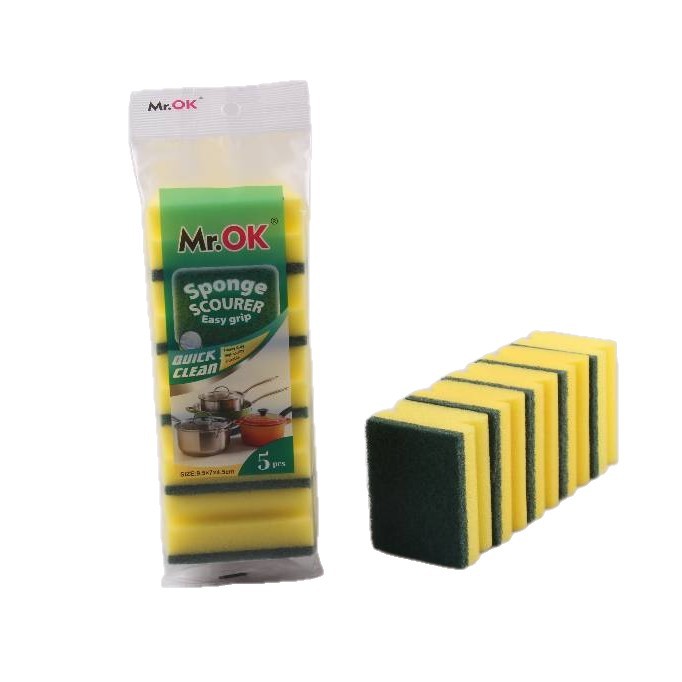 Mr.OK factory direct supply sponge scouring pads, double-sided cleaning sponges, kitchen cleaning sponges, dishwashing sponges, pot scrubbing sponges Item Picture