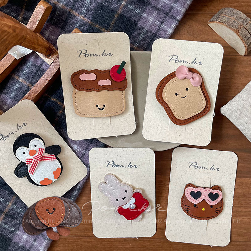 Nueva versión coreana de dibujos animados cortex hairclip cute niños lateral de pelo roto flequillo mano hacer broche clip chica peluquería cortex moe broche de pelo de dibujos animados pan pingüino conejo forma chica linda todos los días personalidad tiara details Picture