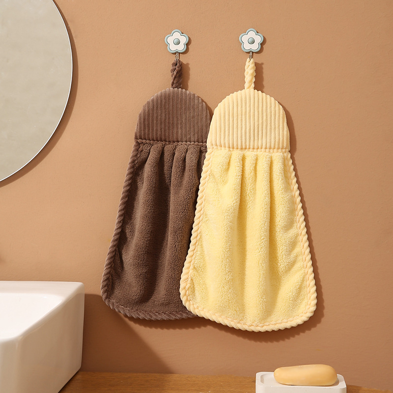珊瑚绒擦手巾可挂式柔软加厚吸水厨房卫生间跨境家用儿童擦手巾产品图