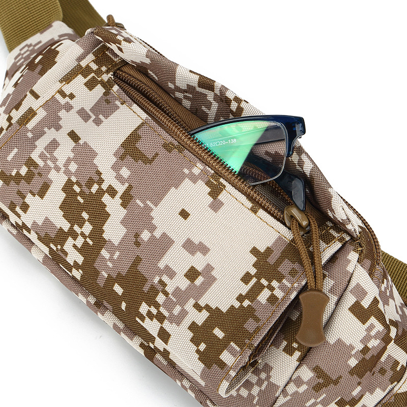 Wholesale sportswear and casual nylon waist bags, camouflage running bags, multi-purpose men's mobile phone crossbody bags, portable mini chest bags Specification image
