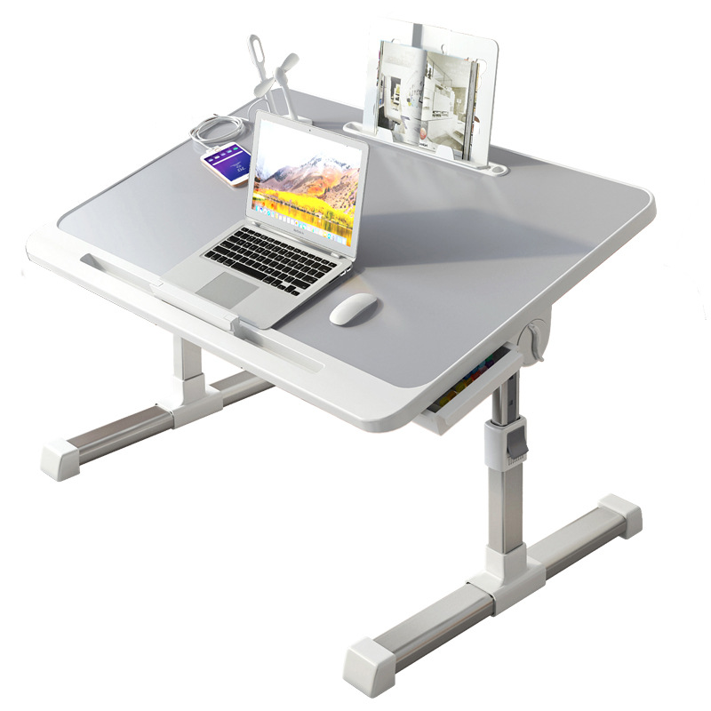 Foldable and height-adjustable bed small table, home study desk, simple bedroom computer bay window, dormitory student small table Item Picture