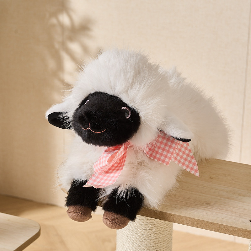 A genuine and cute black-faced sheep plush toy, a long-haired black-faced sheep doll, and an Ins-style desktop decoration gift