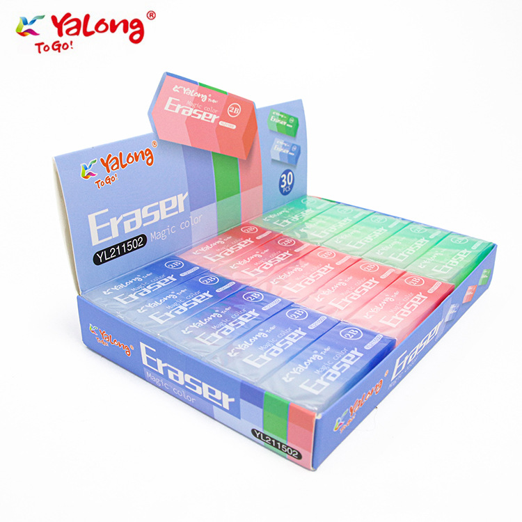 YALONG wholesale new high-end office supplies, 30 pieces per set of classic children's pencils and erasers in three colors