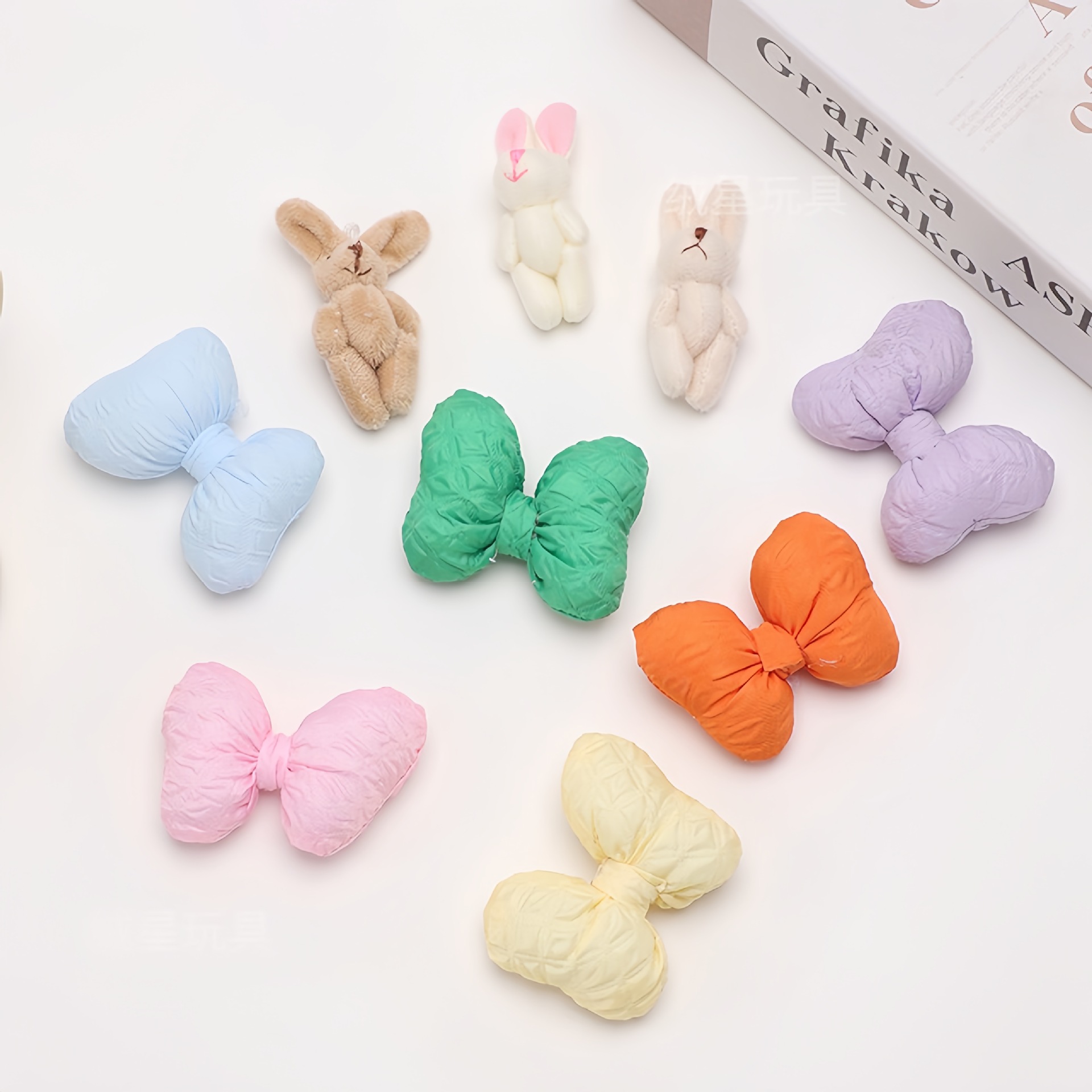 Creative bow diy accessories, plush joint rabbit headwear accessories, candy plush toys, Boss dog trinkets