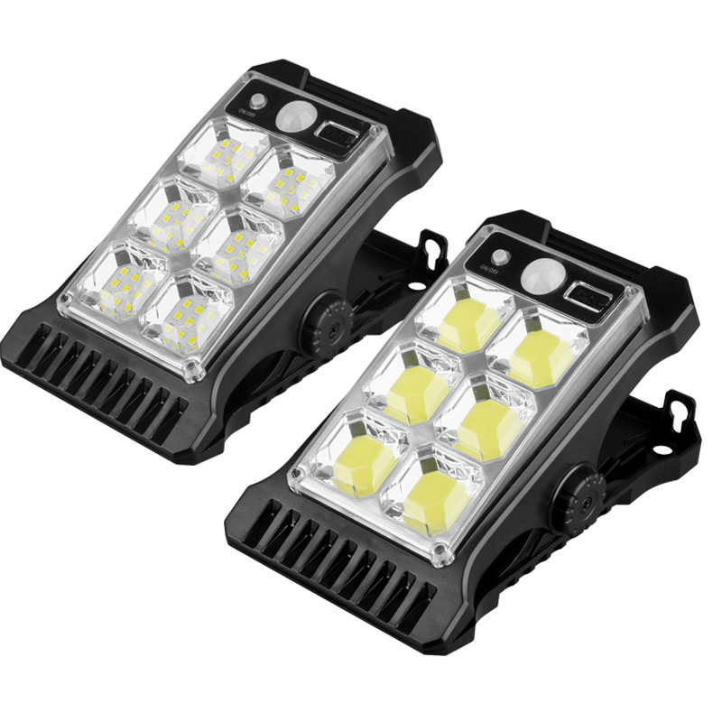 Cross-border solar human body sensor ultra-bright household clip lamp, integrated waterproof intelligent remote control lighting lamp, emergency light Specification image