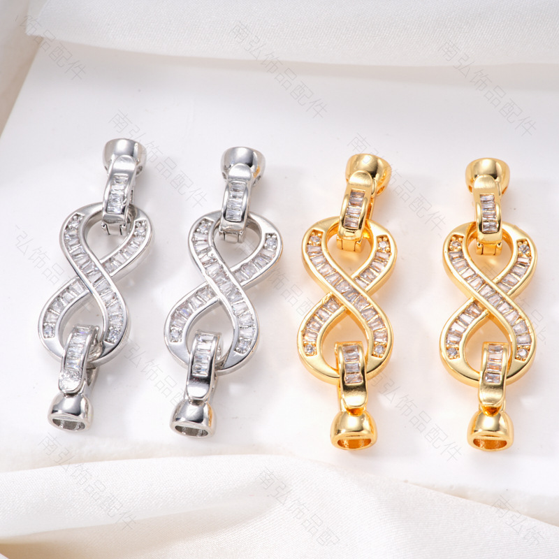 Zhuji pearl necklace, 8-shaped clasp, end clasp, connecting clasp, parent-child clasp, sweater chain clasp, DIY accessories, zircon flower Specification image