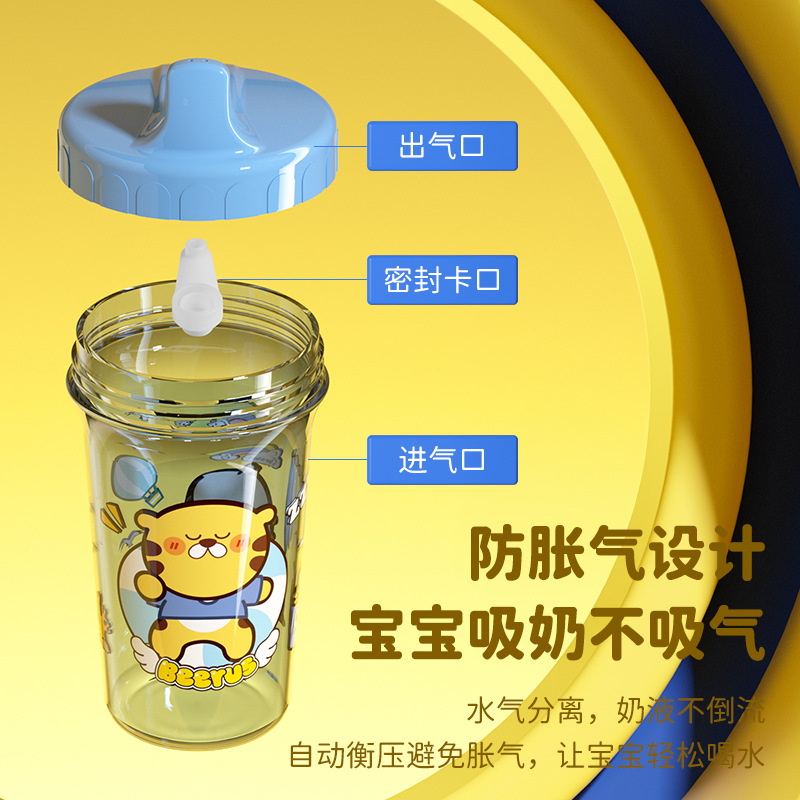 婴儿鸭嘴学饮杯300ML大容量水杯带盖隔热防摔防漏饮水杯儿童水杯详情图3
