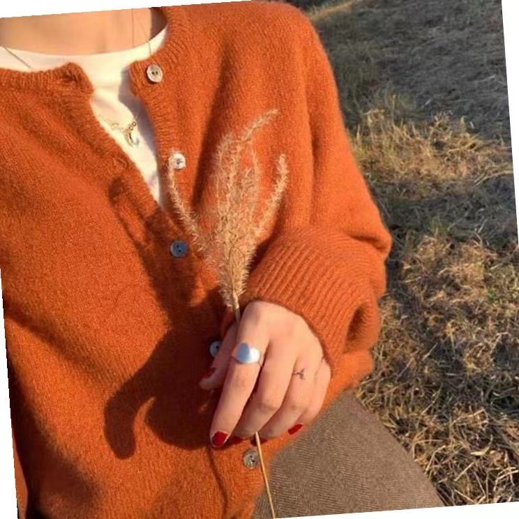 Raccoon fur short knitted cardigan for women's autumn and winter 2025 new style round-neck layering sweater coat top Specification image