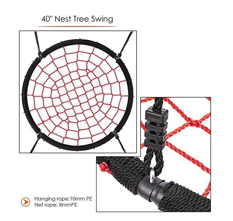 60 cm outdoor children's hanging basket swing circular woven net rope bird's nest swing children's swing details Picture